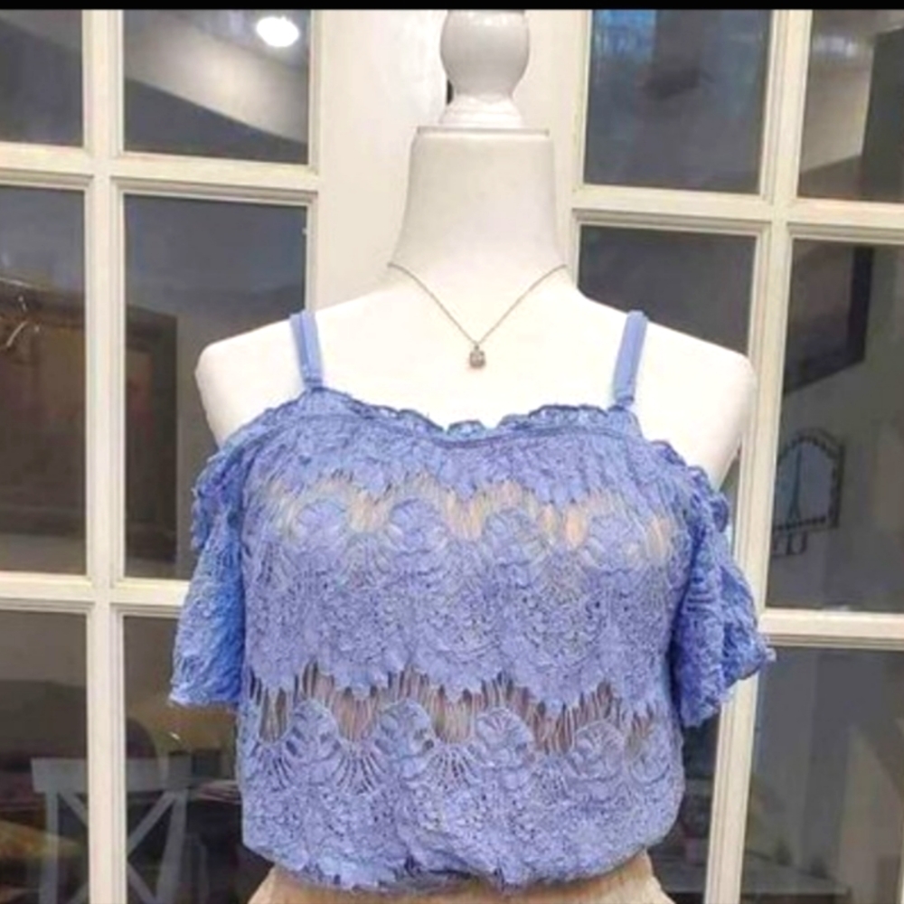Beautiful Light Blue Laced Women's Blouse